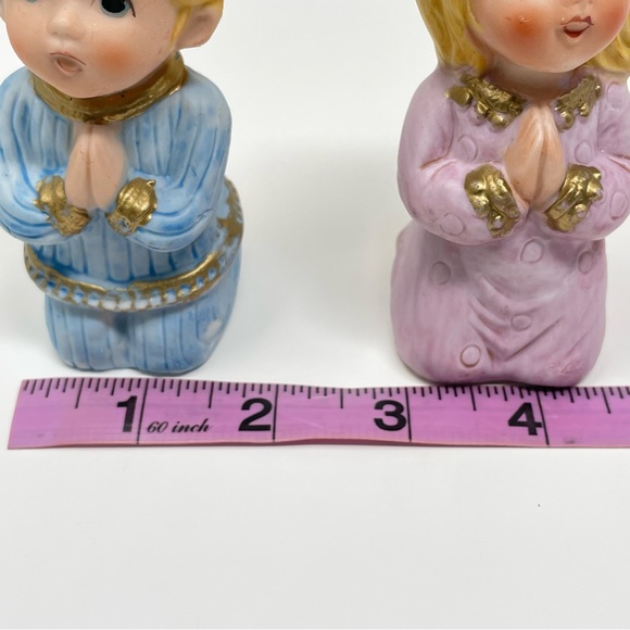 Vintage Praying Children Set of 2 Blonde Boy and Girl Ceramic Hand Painted - Picture 9 of 12